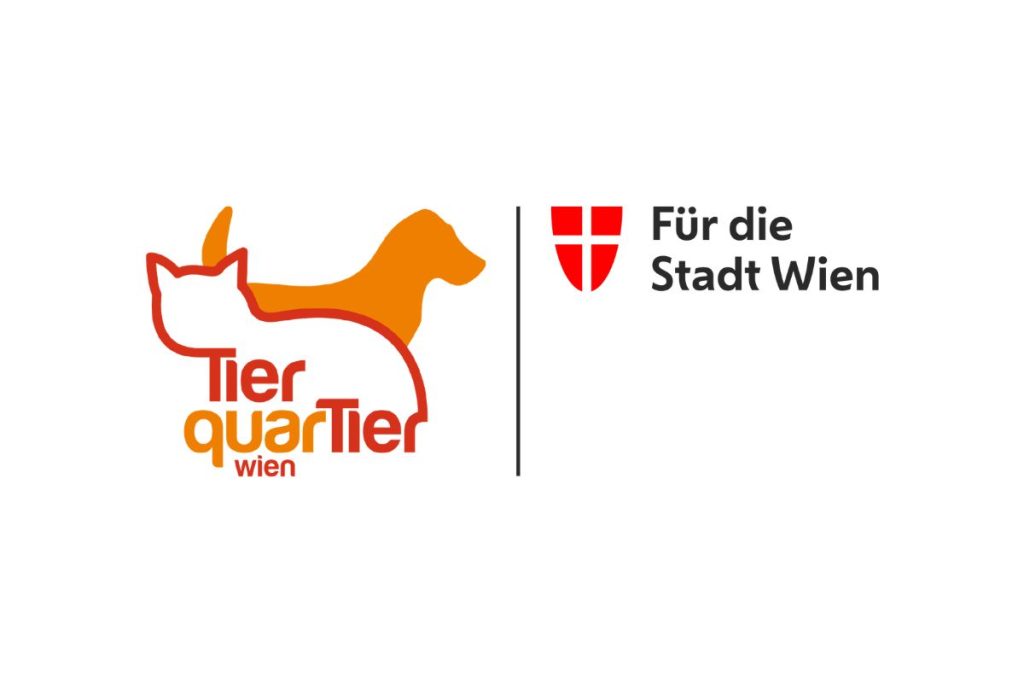 Logo vom TierQuarTier Wien mit einer Katze und Hund